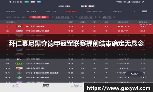 拜仁慕尼黑夺德甲冠军联赛提前结束确定无悬念