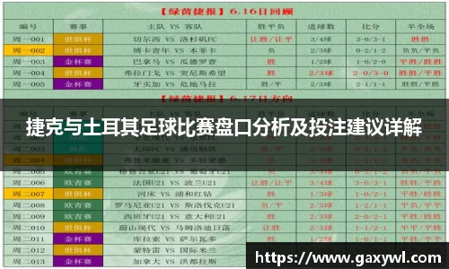 捷克与土耳其足球比赛盘口分析及投注建议详解
